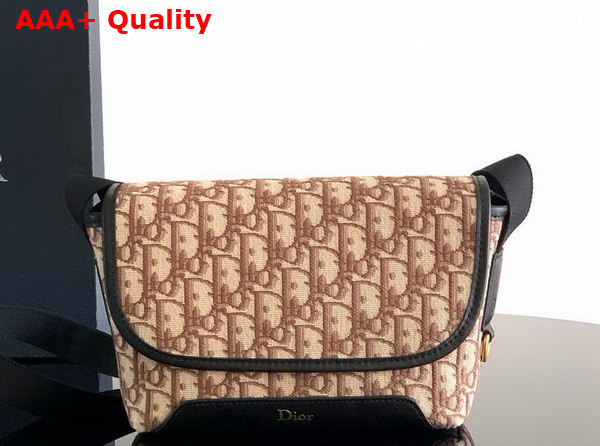 Dior Mini Dior Jett Messenger Bag with Flap Brown Dior Oblique Jacquard Replica