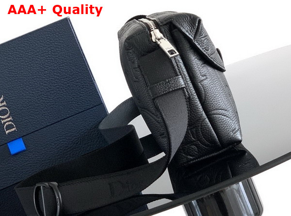 Dior Mini Dior Jett Zipped Messenger Bag in Black Dior Gravity Leather Replica