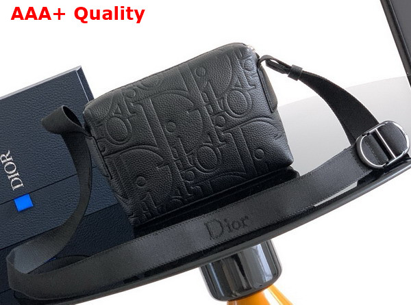 Dior Mini Dior Jett Zipped Messenger Bag in Black Dior Gravity Leather Replica