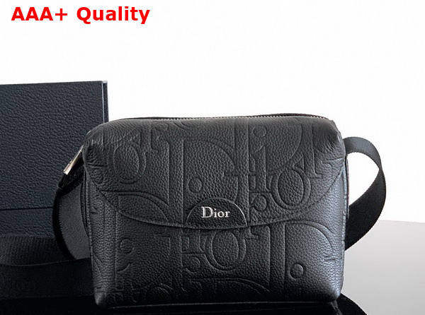 Dior Mini Dior Jett Zipped Messenger Bag in Black Dior Gravity Leather Replica