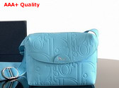 Dior Mini Dior Jett Zipped Messenger Bag in Myosotis Blue Dior Gravity Leather Replica