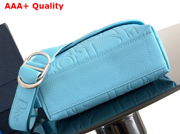 Dior Mini Dior Jett Zipped Messenger Bag in Myosotis Blue Dior Gravity Leather Replica