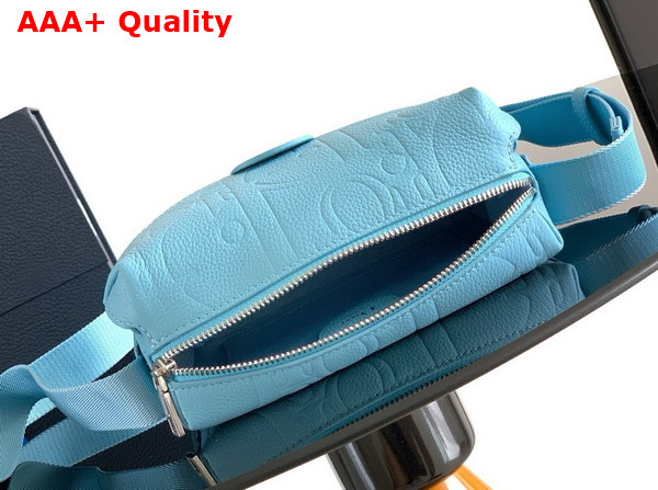Dior Mini Dior Jett Zipped Messenger Bag in Myosotis Blue Dior Gravity Leather Replica