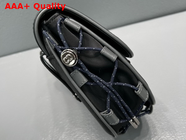 Dior Mini Dior and Sacai Saddle Bag Black Technical Fabric and Grained Calfskin Replica