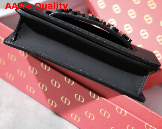 Dior Mini J Adior Flap Bag in Black Calfskin with Black Hardware Replica