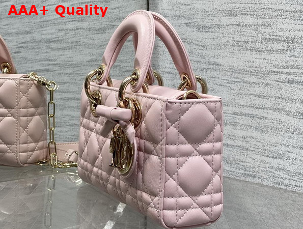 Dior Mini Lady D Joy Bag in Sakura Pink Cannage Lambskin wiht Leather Bow Replica
