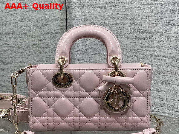 Dior Mini Lady D Joy Bag in Sakura Pink Cannage Lambskin wiht Leather Bow Replica