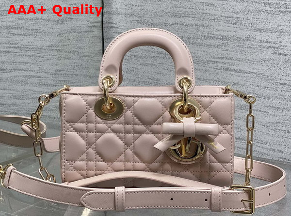 Dior Mini Lady D Joy Bag with Leather Bow Rose Soupir Cannage Lambskin Replica