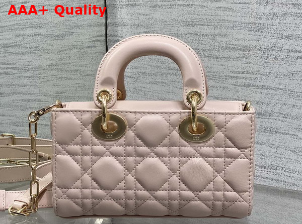 Dior Mini Lady D Joy Bag with Leather Bow Rose Soupir Cannage Lambskin Replica