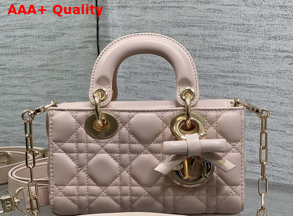 Dior Mini Lady D Joy Bag with Leather Bow Rose Soupir Cannage Lambskin Replica