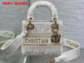 Dior Mini Lady D Lite Bag Gold Tone and White Butterfly Zodiac Embroidery Replica