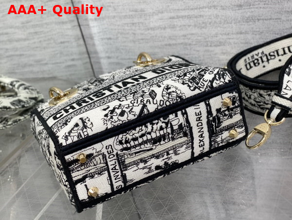 Dior Mini Lady D Lite Bag White and Black Plan de Paris Embroidery Replica