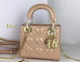 Dior Mini Lady Dior Bag Apricot Patent Leather Gold Hardware for Sale