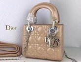 Dior Mini Lady Dior Bag Apricot Patent Leather Silver Hardware for Sale