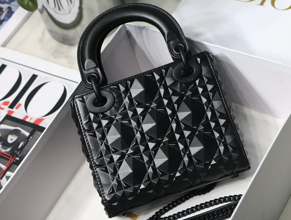 Dior Mini Lady Dior Bag Black Cannage Calfskin with Diamond Motif Replica