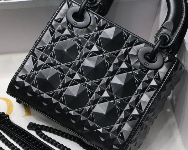 Dior Mini Lady Dior Bag Black Cannage Calfskin with Diamond Motif Replica
