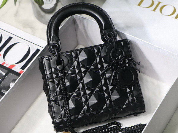 Dior Mini Lady Dior Bag Black Cannage Calfskin with Diamond Motif Replica