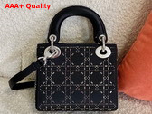Dior Mini Lady Dior Bag Black Strass Cannage Satin Replica