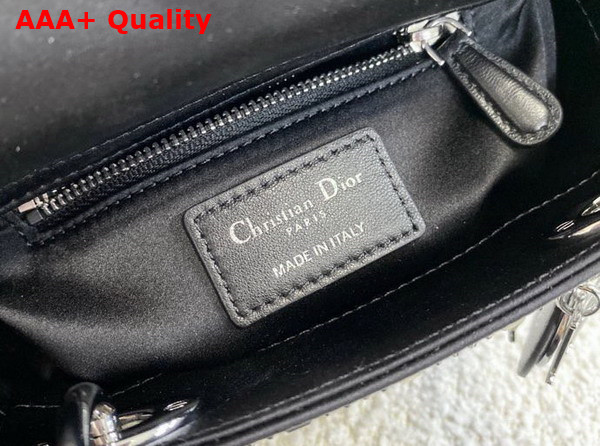 Dior Mini Lady Dior Bag Black Strass Cannage Satin Replica