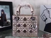 Dior Mini Lady Dior Bag Champagne Metallic Grained Calfskin For Sale