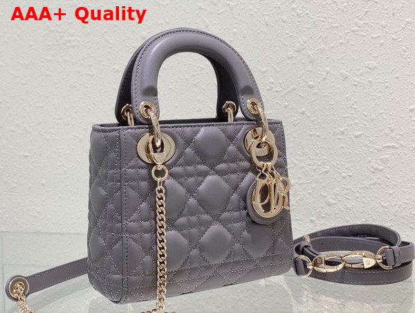 Dior Mini Lady Dior Bag Gray Stone Cannage Lambskin Replica