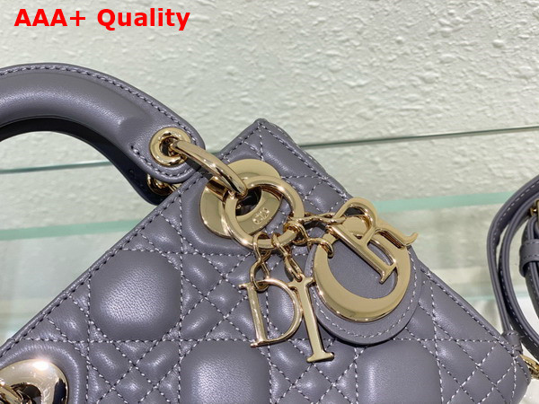 Dior Mini Lady Dior Bag Gray Stone Cannage Lambskin Replica