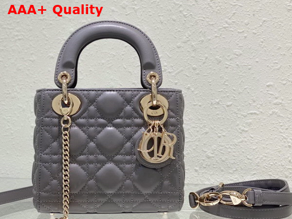 Dior Mini Lady Dior Bag Gray Stone Cannage Lambskin Replica