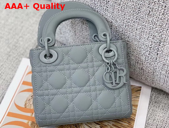 Dior Mini Lady Dior Bag Gray Ultramatte Cannage Calfskin Replica
