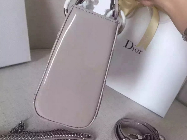 Dior Mini Lady Dior Bag Grey Patent Lambskin Silver Hardware for Sale