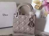 Dior Mini Lady Dior Bag Grey Patent Lambskin Silver Hardware for Sale