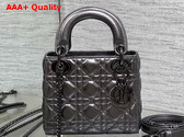 Dior Mini Lady Dior Bag Gun Metal Cannage Lambskin Replica