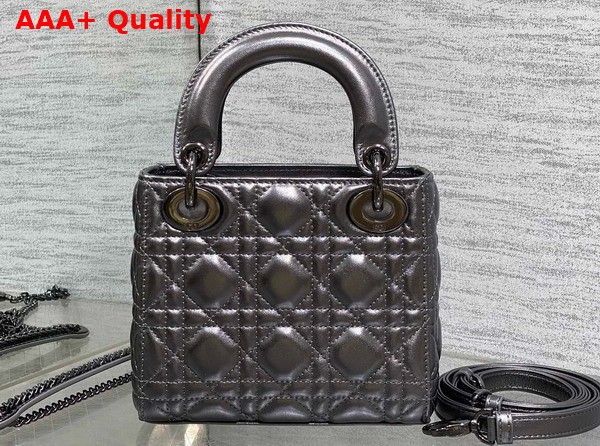 Dior Mini Lady Dior Bag Gun Metal Cannage Lambskin Replica