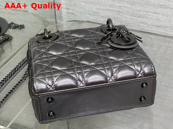 Dior Mini Lady Dior Bag Gun Metal Cannage Lambskin Replica
