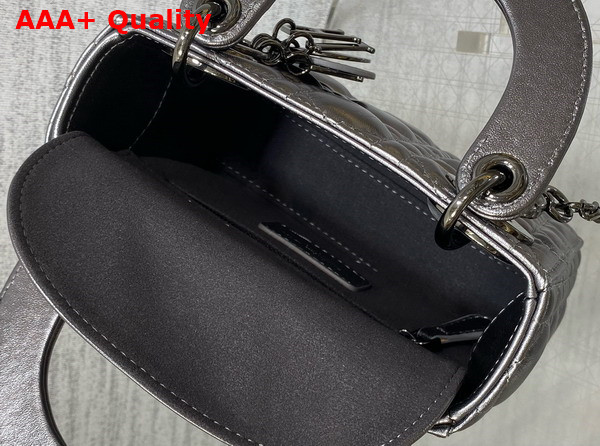 Dior Mini Lady Dior Bag Gun Metal Cannage Lambskin Replica