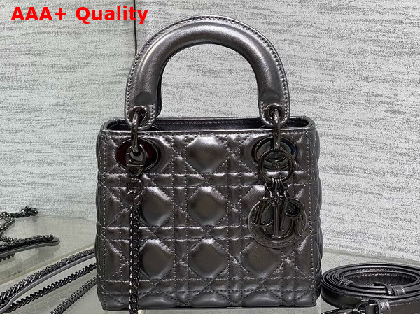 Dior Mini Lady Dior Bag Gun Metal Cannage Lambskin Replica