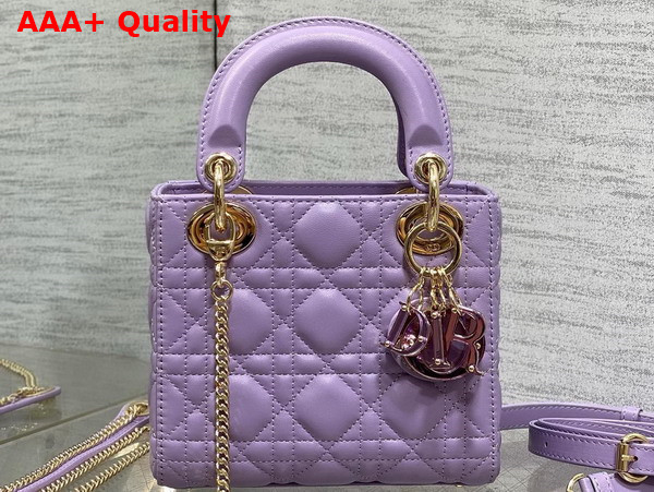 Dior Mini Lady Dior Bag Lilac Cannage Lambskin Replica