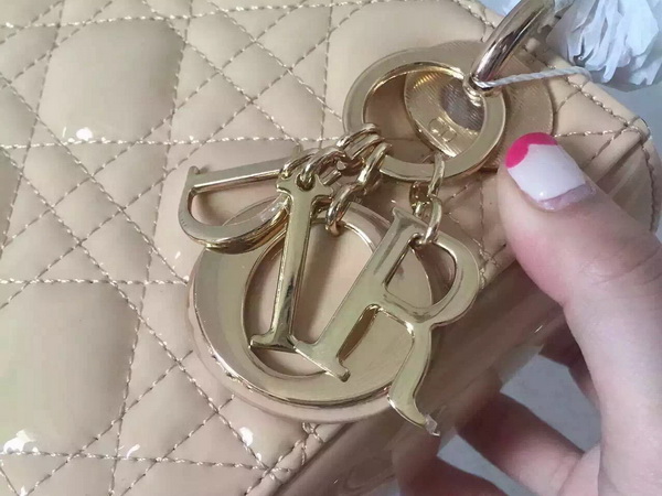 Dior Mini Lady Dior Bag Nude Patent Leather Gold Hardware for Sale