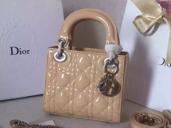 Dior Mini Lady Dior Bag Nude Patent Leather Gold Hardware for Sale