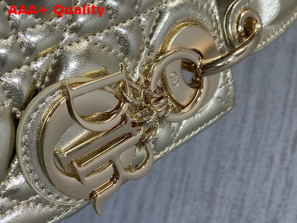 Dior Mini Lady Dior Bag Pale Gold Tone Cannage Metallic Lambskin Replica
