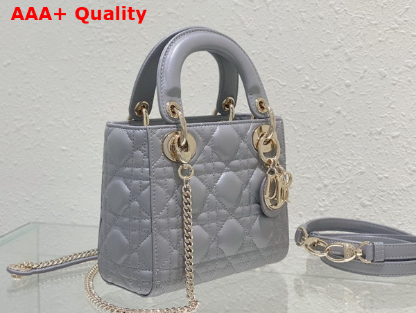 Dior Mini Lady Dior Bag Pearl Grey Cannage Lambskin Replica