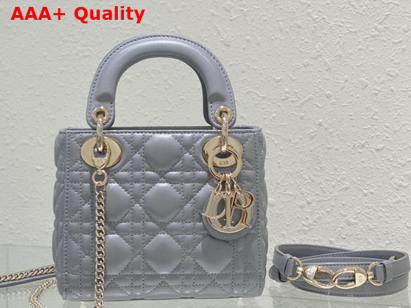 Dior Mini Lady Dior Bag Pearl Grey Cannage Lambskin Replica