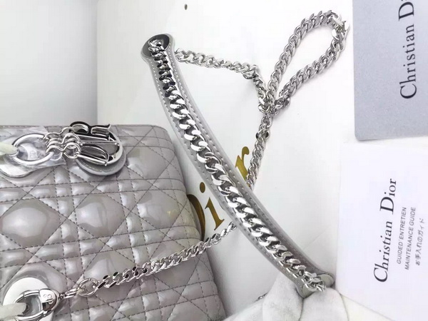 Dior Mini Lady Dior Bag Pearl Grey Silver Hardware for Sale