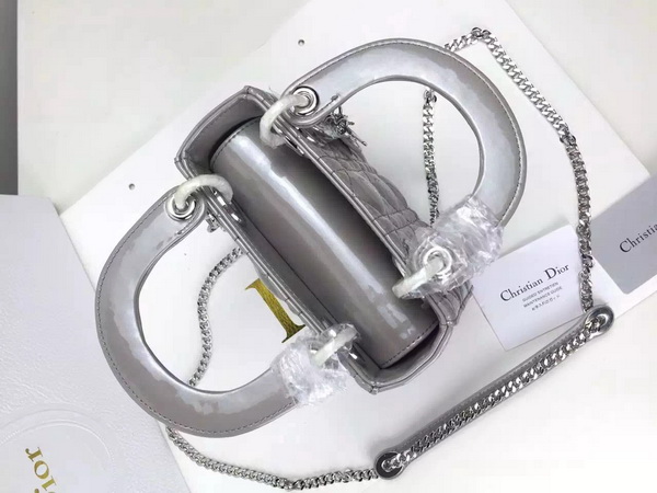 Dior Mini Lady Dior Bag Pearl Grey Silver Hardware for Sale