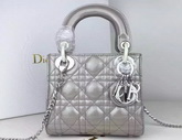 Dior Mini Lady Dior Bag Pearl Grey Silver Hardware for Sale