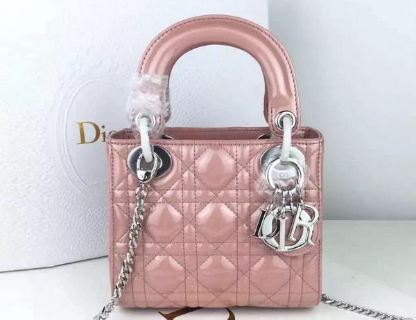 Dior Mini Lady Dior Bag Pearl Pink Silver Hardware for Sale