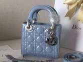 Dior Mini Lady Dior Bag Sky Blue Patent Leather Silver Hardware for Sale