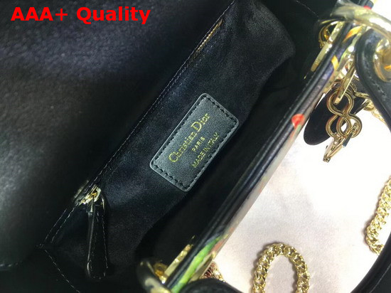 Dior Mini Lady Dior Bag in Black Calfskin Printed with a Textured Dioramour Heart Replica
