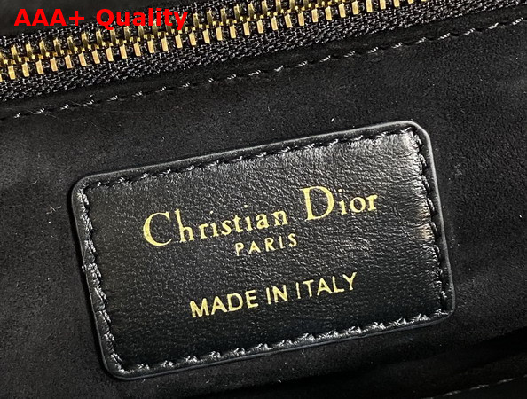 Dior Mini Lady Dior Bag in Black Cannage Lambskin Metal Handle and DIOR Charms with a Finely Carved Openwork Cannage Motif Replica