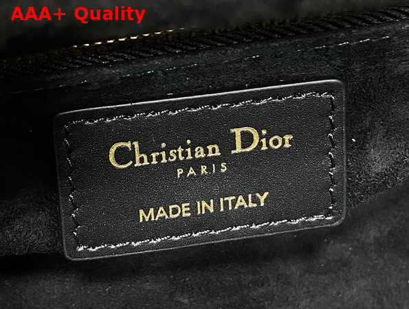 Dior Mini Lady Dior Bag in Black Canvas with White Cannage Motif Replica