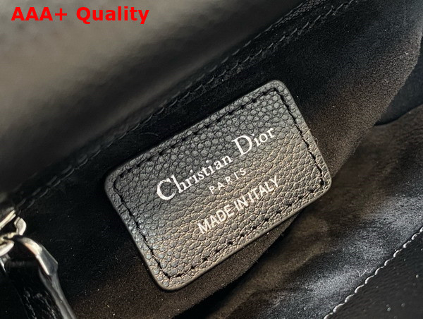 Dior Mini Lady Dior Bag in Black Grained Cannage Calfskin with Silver Finish Metal Replica